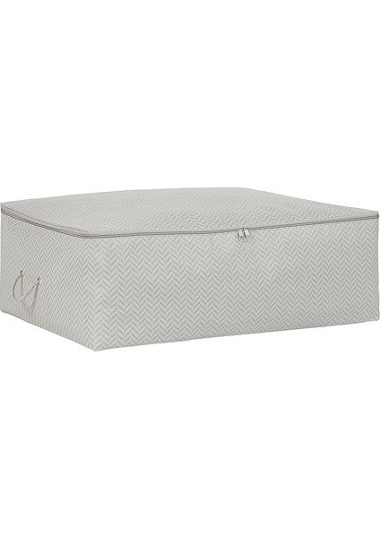 Home Textile Büyük Boy Gri Balıksırtı Baza Altı Hurç 62 x 46 x 22 cm