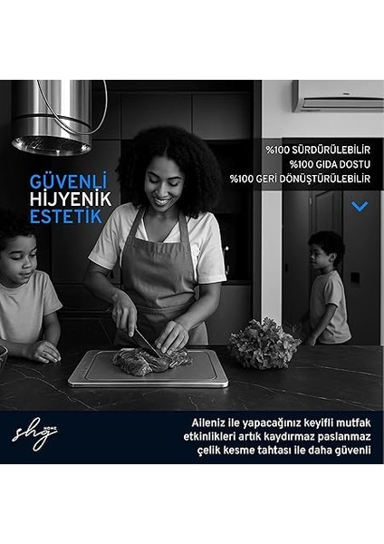 Home Özel Tasarımlı 304 Paslanmaz Çelik Kesme Tahtası 3lü Set (Saklama Kılıfı, Kesme Tahtası ve Silikon Kaydırmaz Mat)1,5 mm Kalınlık, 23 x 34 cm Yıkanabilir, Gıda Temasına Uygun, Hijyenik modelleri