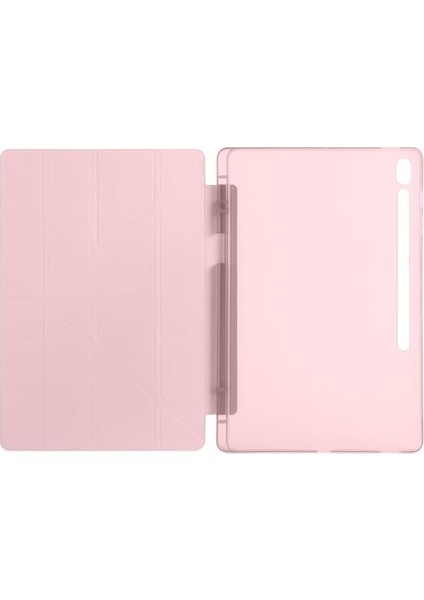 Samsung Galaxy Tab S10 Fe Plus / 13.1" Inç ile Uyumlu Kılıf Tri Folding Silikon Kalem Bölmeli Katlanabilir Standlı Pu Deri Yumuşak Kapak, Tablet Kılıfı [akıllı Kapak, Uyku Modlu] - Rose Gold modelleri