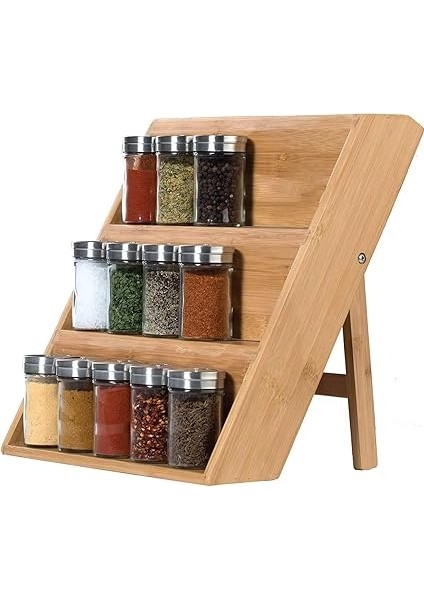Home 3 Katlı Doğal Bambu Ayaklı Baharatlık Rafı Organizer – Tezgah Üstü ve Çekmece Içi Kullanıma Uygun, Katlanabilir, Kaymaz Ayaklı, Kompakt ve Şık Tasarımlı Mutfak Düzenleyici fiyatları