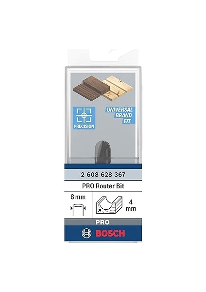 2 608 628 Aksesuarı 367 Oyuklu Freze Ç 8 Mm, R1 4 Mm, Ç 8 Mm, U 9,5 Mm, G 40 mm fiyatları