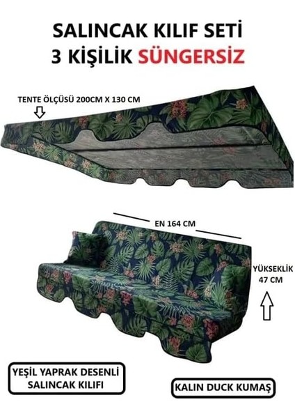 Salıncak Kılıf Seti Mindersiz 3 Kişilik Yaprak Desen 164X47 cm modelleri