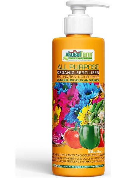 Ekosolgarden Sıvı Solucan Gübresi 500 ml Organik Sıvı Gübre