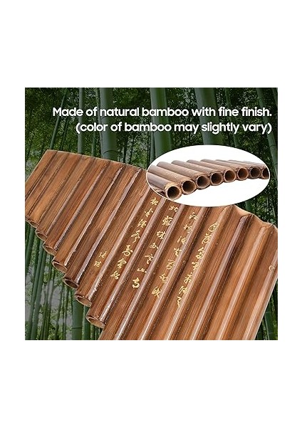 15 Borulu G Tuşu Pan Flüt Seti Halk Enstrümanı Doğal Bambu Üflemeli Enstrüman Bambu Panpipe & Çanta & Temizleme Çubuğu Bezi indirimleri