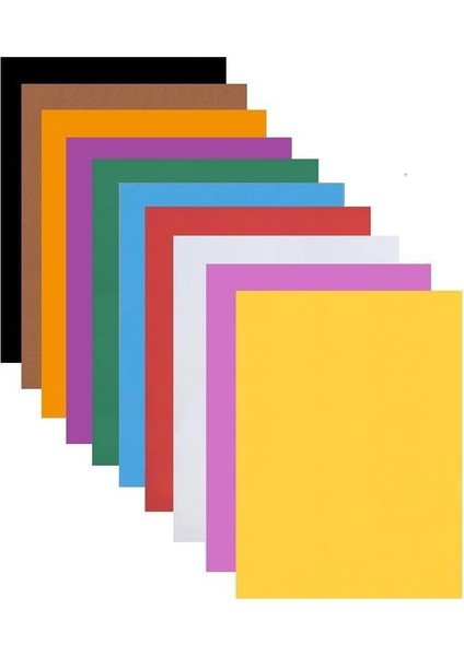 Renkli Mukavva 10 Renk 50X70 cm 1 Paket Sert Renkli Karton 1.0 mm Okul Okul Öncesi Anasınıfı Hobi Etkinlik
