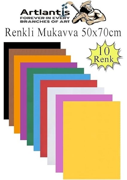 Renkli Mukavva 10 Renk 50X70 cm 1 Paket Sert Renkli Karton 1.0 mm Okul Okul Öncesi Anasınıfı Hobi Etkinlik fiyatları