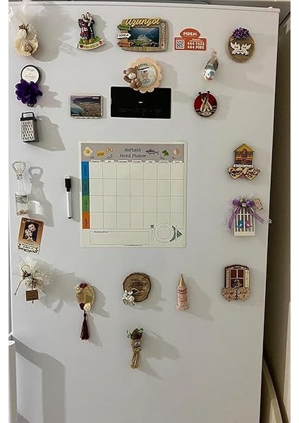 Kağıt Haftalık Menü Planlayıcı Magnet Mıknatıslı Yazı Tahtası Buzdolabı Magneti Pano 30X30 cm + Kalem modelleri