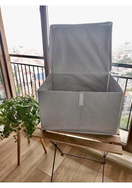4 Adet - Kapaklı Çok Amaçlı Çamaşır-Saklama-Düzenleme Vb.hurç, Kutu 50X40X30 - Maxi Kutu - Gri fırsatları