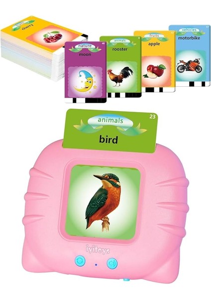 Öğrenim Kartları- Ingilizce Konuşan Sesli Flash Kartlar 112 Kart 224 Görsel Pembe