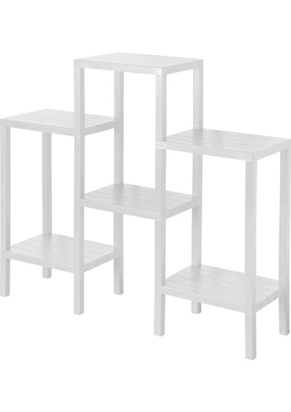Home 6 Raflı Plastik Raf Ünitesi Saksılık Çiçeklik Saksı Standı Dekoratif Raf Beyaz indirimleri