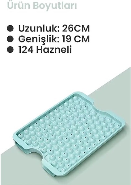 Pumo Mavi 124 Bölmeli Kapaklı Küre Buz Kalıbı Dondurma Kalıbı Buz Saklama Kabı Sunumluk VLT1478 modelleri