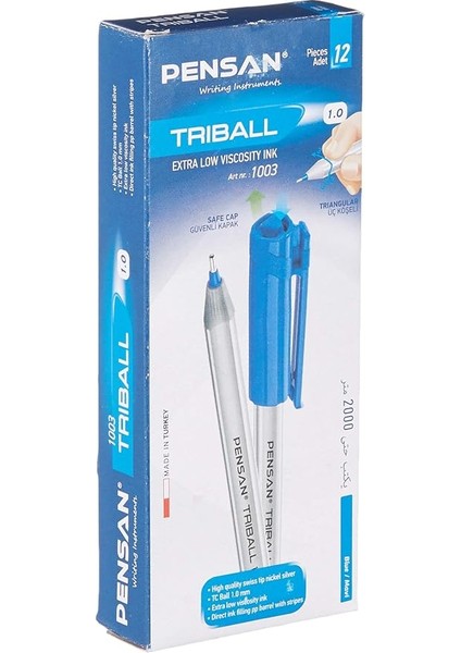 PE01003TKMA Trıball Tükenmez Kalem Mavi 12.li modelleri