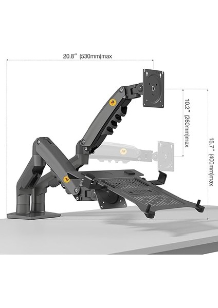 Bayou Nb 10-17" Dizüstü Bilgisayar Için Ayarlanabilir Tepsili Dizüstü Bilgisayar Montajı, 17-30" Monitör Için Vesa Plakalı Tam Hareket Kolu, Kelepçeli Gromet Montajı F160-FP (Siyah) modelleri