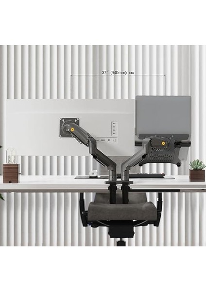 Bayou Nb 10-17" Dizüstü Bilgisayar Için Ayarlanabilir Tepsili Dizüstü Bilgisayar Montajı, 17-30" Monitör Için Vesa Plakalı Tam Hareket Kolu, Kelepçeli Gromet Montajı F160-FP (Siyah) indirimleri