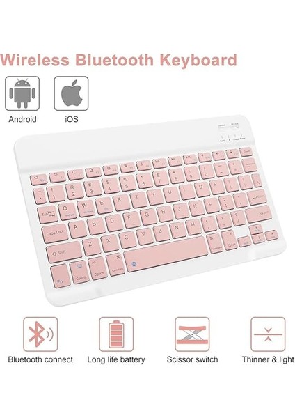 Galaxy Tab A9 8.7inç X110 ile Uyumlu Kılıf Kablosuz Klavyeli Case Mobax X113 X115 X117 Pembe Açık fiyatları