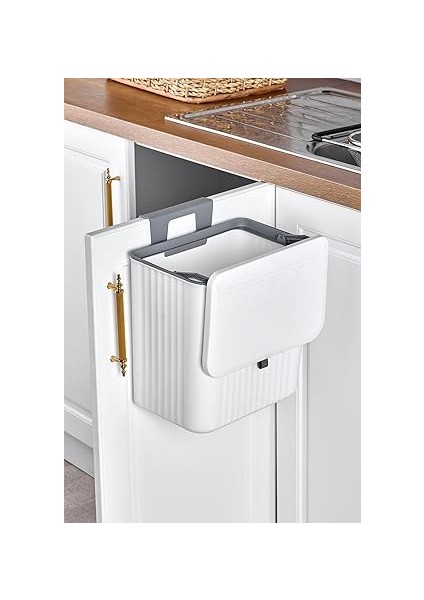15 Litre Fonksiyonel Kapaklı Banyo ve Mutfak Tezgahüstü Çöp Kovası Dolap ve Duvar Aparatlı 15 Lt.,yerden Tasarruflu Lavabo Altı Veya Dolap Kapısı Için Kapasiteli Mutfak Çöp Kovası,askılı (Beyaz) fiyatları