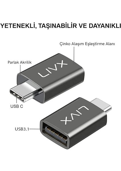 USB 3.1 To Type-C 10GBPS Veri Aktarımı 3A Hızlı Şarj ve Data Aktarımı Çevirici Dönüştürücü Otg Adaptör Space Gray Otgks fırsatları