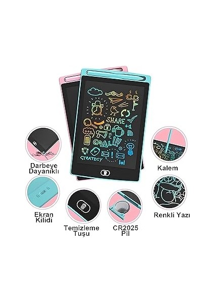 10 Inç Renkli LCD Yazı Tableti — Çocuklar Için Eğitici Çizim Tableti, Kalemli Silinebilir Ekran, Kağıt Tasarruflu Taşınabilir Not Defteri (3+ Yaş) fiyatları