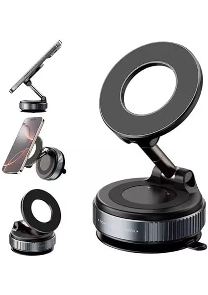 K007 X68 Katlanabilir 360 Derece Her Yöne Dönebilir Vacum Magnetic Araç Tutucu Telefon Standı Kilitli Vakum ve 5 kg Taşıma Kapasiteli Mıknatıs Ile Hem Şık ve Kaliteli Hem De Sağlam ve Çok Güçlü fırsatları
