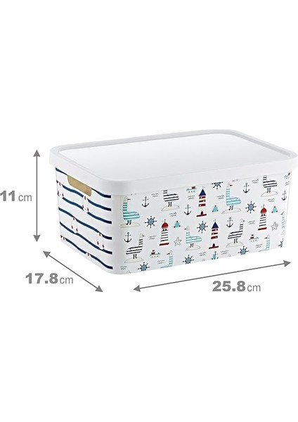 Stafi Desenli Çok Amaçlı Kapaklı Kutu 4,5 Lt Marin fiyatları