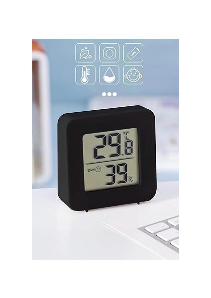 Sıcaklık Nem Ölçer LCD Ekranlı Oda Termometre Duvara Takılabilen Masaüstü Isı Göstergesi Siyah fiyatları