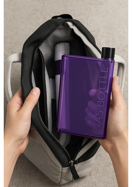 Şeffaf Düz Matara Suluk Ince Su Şişesi (Mor) indirimleri