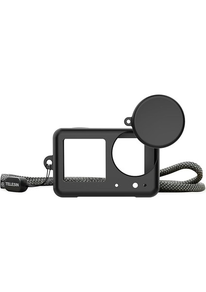 Osmo Action 5 Pro Silikon Kılıf + Lens Koruyucu + Güvenlik Kordon Ipi (Osmo Action 3/4/5 Pro Uyumlu)