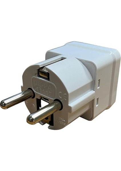 Evrensel Adaptör – Seyahat Fişi Dönüştürücü, Ingiliz ve Amerikan Fişli Cihazlar Için, Ab Tipi Priz Uyumu, 250V 16A, Beyaz – 1 Adet modelleri