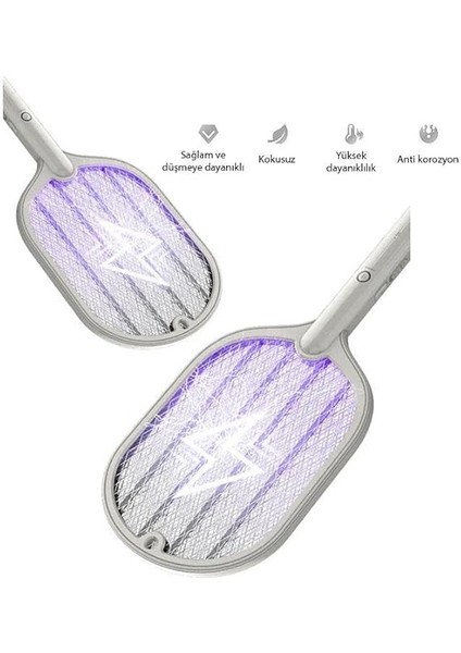 3000W Şarjlı Uv Işıklı Elektrikli Sivrisinek Kovucu Öldürücü Masaüstü El Tutmalı Sinek Kovucu Beyaz indirimleri