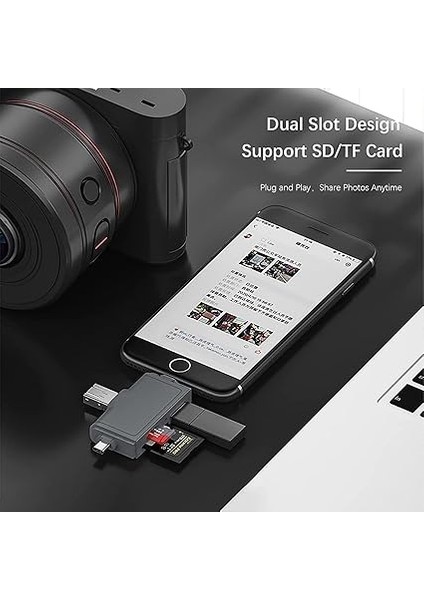 USB Ligtning iphone ile Uyumlu - iPad ile Uyumlu ve Type-C Girişli Kart Okuyucu Multi Otg USB C Adapter Sd Tf Micro Card Reader Micro USB Adapter Lighting Için Dönüştürücü ADS-368 indirimleri