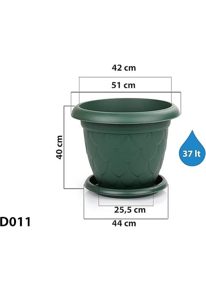 D011 Damla Saksı Set No: 11, 37 Litre, 51 cm fiyatları