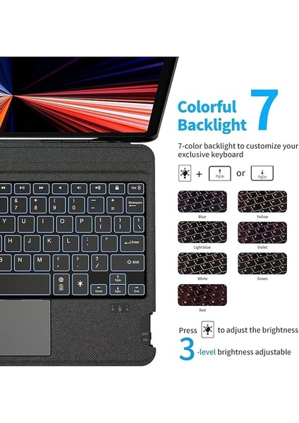 Ipad Air 13inç M3 Çipli 2025 ile Uyumlu Mag Touchpad Blutooth Işıklı Standlı Klavyeli Kılıf fiyatları