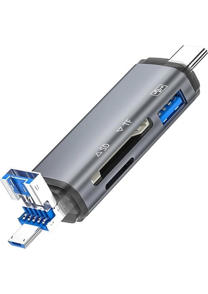 USB Otg Kart Okuyucu Type-C To USB Uçlu Pc Bilgisayar ve Notebook Uyumlu Mikro Sd Kart Okuyucu USB A To USB CADS-307 (3in1)