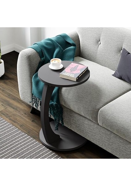 Tekerlekli C Sehpa Koltuk Sehpası Yan Sehpa Zigon Sehpa Servis Sehpası - Antrasit Gri fiyatları