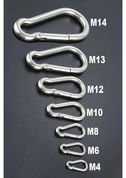 Karabina Paslanmaz Çelik 14 x 180 mm Büyük Karabina Kanca Paslanmaz Çelik Taşıma Kapasitesi 1200 kg fırsatları