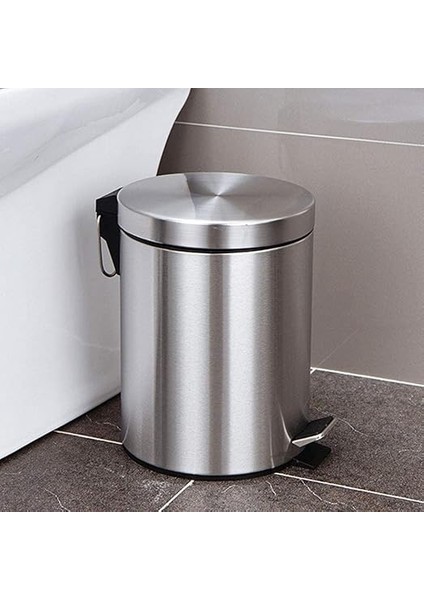 Tuvalet Balkon Mutfak, Pedallı Paslanmaz Metal Çöp Kovası 3 Litre