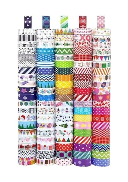 Desenli Bant 6 Adet 18MM x 3 Metre Dekoratif Desenli Bant Farklı Renklerde Gönderim Yapılmaktadır Desenli