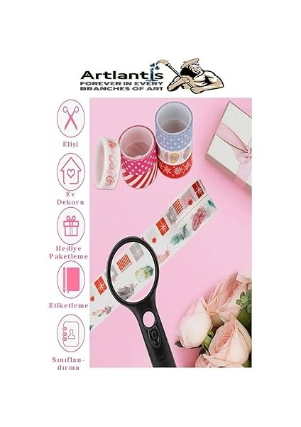 Desenli Bant 6 Adet 18MM x 3 Metre Dekoratif Desenli Bant Farklı Renklerde Gönderim Yapılmaktadır Desenli modelleri