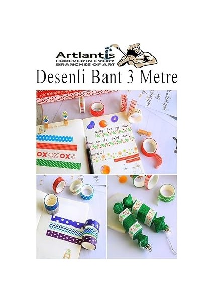 Desenli Bant 6 Adet 18MM x 3 Metre Dekoratif Desenli Bant Farklı Renklerde Gönderim Yapılmaktadır Desenli fırsatları