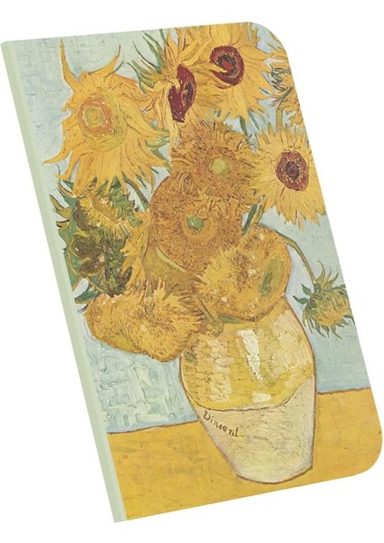 Vase With Twelve Sunflowers, Van Gogh 1888, A4 Defter Iv, Çizgisiz, Toplam 64 Sayfa, Tel Dikiş, Esnek Kapak, Oval Kenar, Tuval Doku, 60 Gram, Sarı Krem Renk, 21X29,7X0,5CM