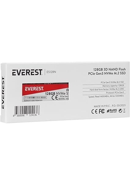 ES128N 128GB 3D Nand Flash 1400MB/1200MB Pcıe Gen3 Nvme M.2 SSD (Solid State Drive) modelleri