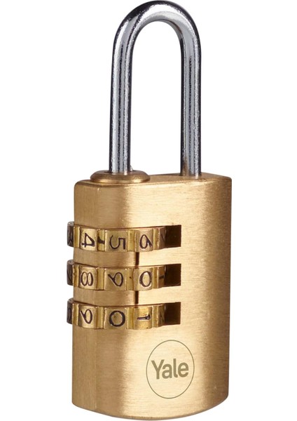 Y150B/22/120/1 Şifreli Pirinç Asma Kilit, Standart Koruma, Çelik Halka, 3 Haneli Şifre, 22 Mm, Sarı