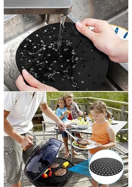 Renkli Isıya Dayanıklı Yıkanılabilir Silikon Fırın ve Airfryer Yuvarlak Model Pişirme Matı 20 cm (Siyah) modelleri