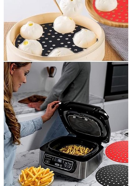 Renkli Isıya Dayanıklı Yıkanılabilir Silikon Fırın ve Airfryer Yuvarlak Model Pişirme Matı 20 cm (Siyah) fırsatları