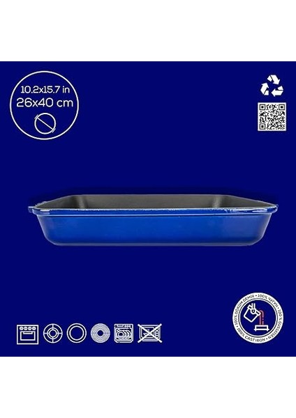 Metal Premium Serisi - Döküm Rosto ve Fırın Tepsisi, Dikdörtgen, 26X40 Cm, Majolik Mavi fırsatları