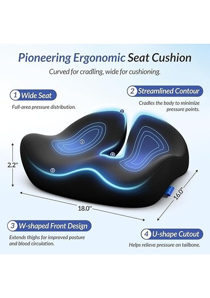 Öncü Koltuk Minderi, Basınç Giderme Için, Ergonomik Ofis Koltuğu Minderi, Siyatik, Sırt, Hemoroit ve Kuyruk Kemiği Ağrıları Giderici, Yüksek Yoğunluklu Hafızalı Köpük Araba Koltuğu Minderi fiyatları