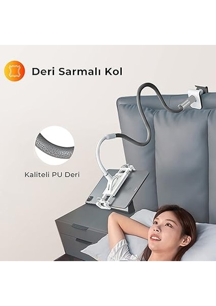 Saiji Datura 2 120 cm Akrobat Flexible Ayarlanabilir Telefon Tablet Tutucu Gri indirimleri
