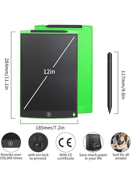 LCD Writing"tablet, 12 Inç Dijital Yazı Tahtası/papierlos Grafiktablet Için Yazmak ve Resim Yeşil NYWT120GR-0 fiyatları