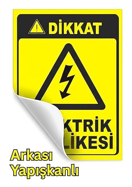 Elektrik Tehlikesi Yapışkanlı Folyo Sticker Etiket 10 x 15 cm Uyarı Levhası fiyatları