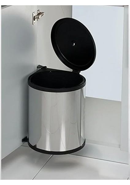 Içi Krom Metal Luks Çöp Kovası 11 Lt, Otomatik Açılır Kapaklı